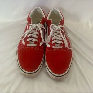 Red and white old skool vans